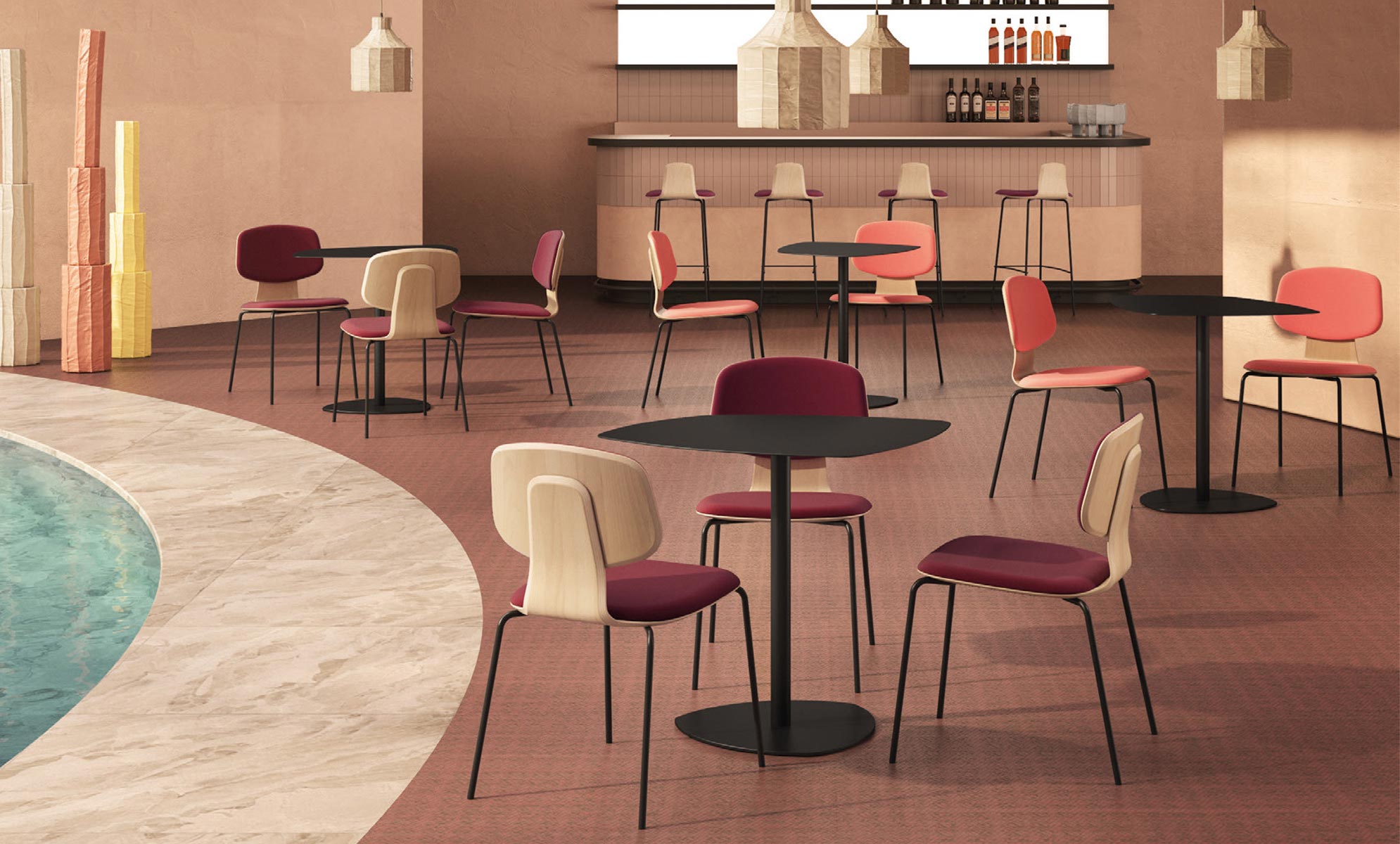 Sedia in legno certificato Jay 4 gambe per ristoranti