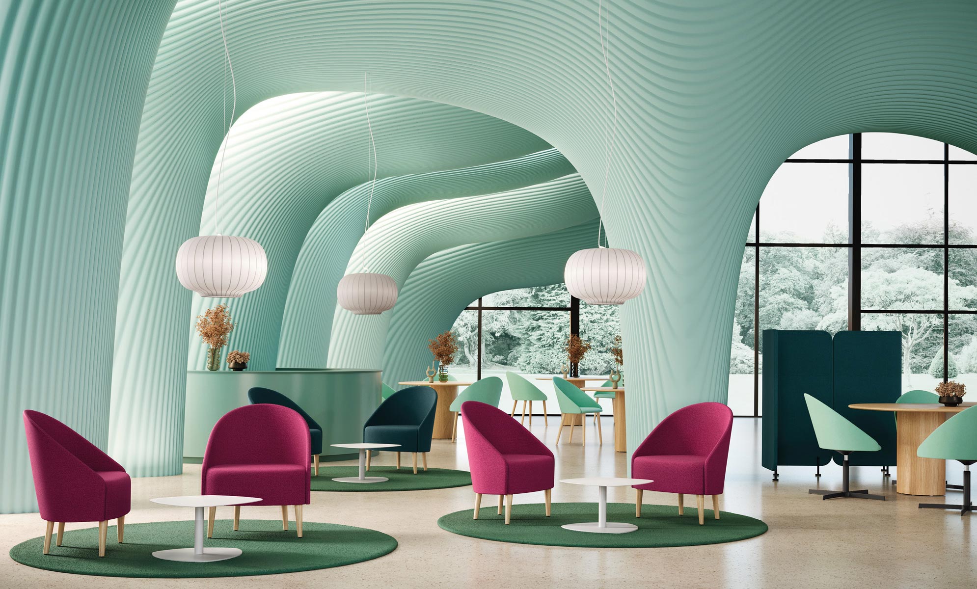 Poltroncina rivestita Luna per ristoranti e bar